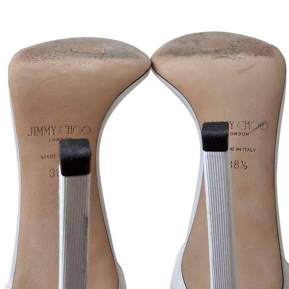 Jimmy Choo Aveline 100 Bow Heel Sandal Size 38.5 US 8.5 Ivory White Bridal - Picture 7 of 8